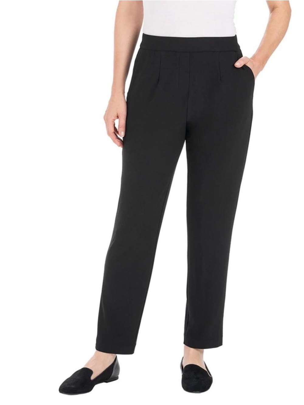 Hilary Radley Black Ankle Pants L Stretch Pull On Workwear Trousers